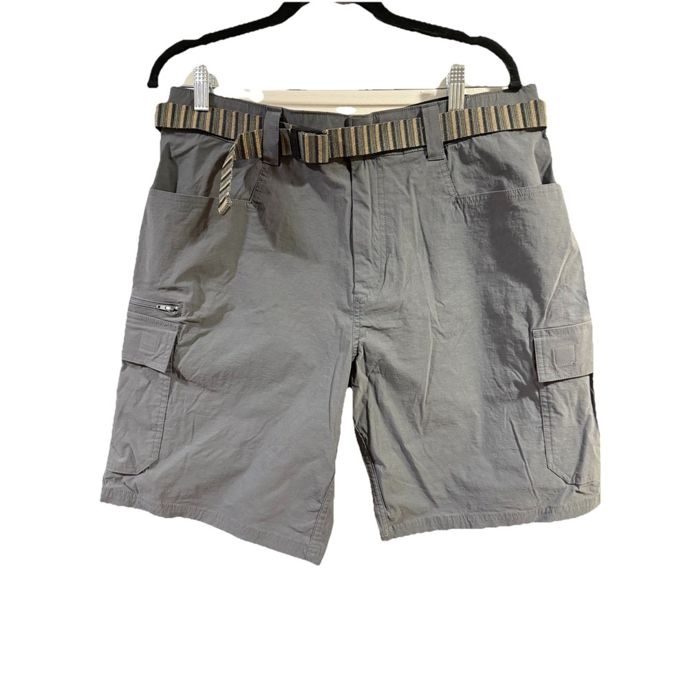 Orvis Men's Cargo Hiking Shorts Sz 34Gray Nylon Blend Belted Outdoor Fishing 213